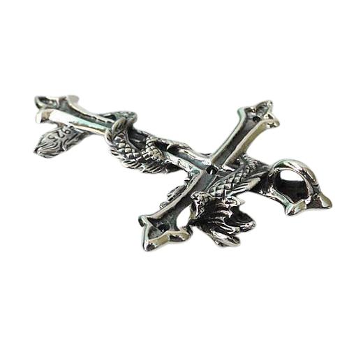 Sterling Silver Dragon Cross Pendant