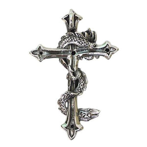 Sterling Silver Dragon Cross Pendant