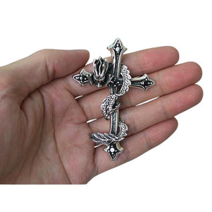 Sterling Silver Dragon Cross Pendant