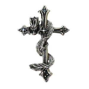 Sterling Silver Dragon Cross Pendant