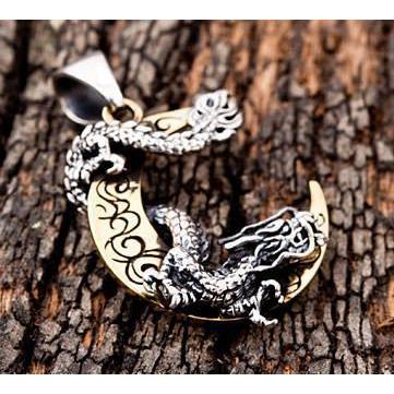 Japanska Dragon Moon-hängen i sterling silver