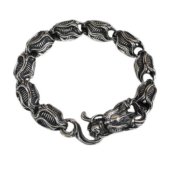 Dragon Sterling Silver Biker Bracelet