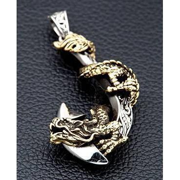 dragon fish hook Dragon Fish Hook Pendant — .925 Sterling Silver & Brass Hei Matau