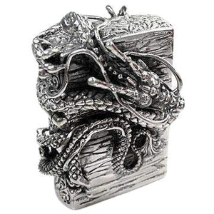 Dragon Book Sterling Silver Lighter, opposite dragon and book corner