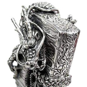 Dragon Book Sterling Silver Lighter, top carved spine and dragon head detail