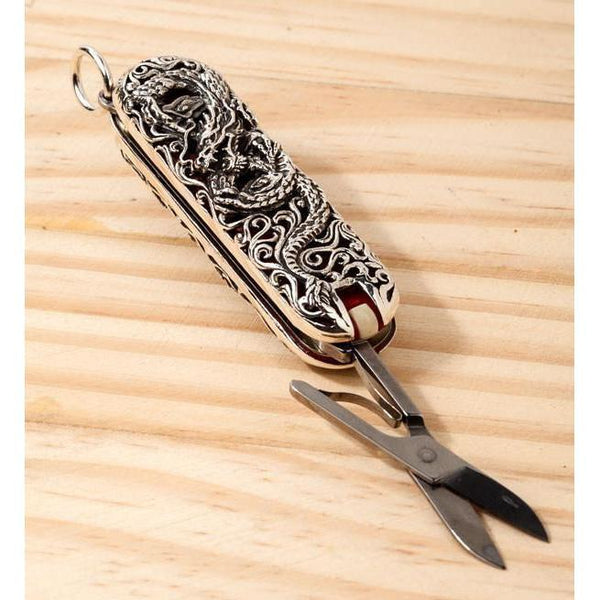 Colgante de plata con forma de cuchillo del ejército suizo Dragón