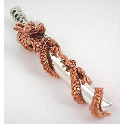 Copper Dragon Silver Sword Pendants