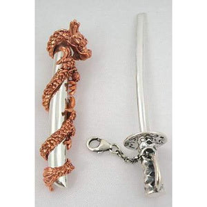 Copper Dragon Silver Sword Pendants