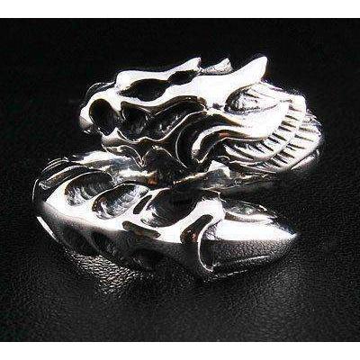 Готическое кольцо с татуировкой дракона из стерлингового серебра