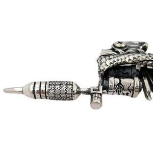 Diamond Skull Dragon Tattoo Machine Gun Pendant