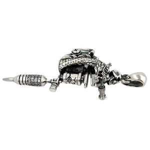Diamond Skull Dragon Tattoo Machine Gun Pendant
