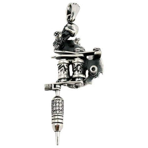 Diamond Skull Dragon Tattoo Machine Gun Pendant