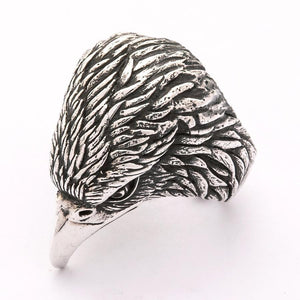 Anello da motociclista con testa d'aquila in argento sterling