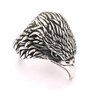Anello da motociclista con testa d'aquila in argento sterling