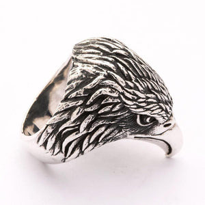 Anello da motociclista con testa d'aquila in argento sterling