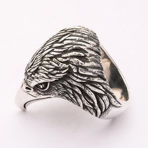 Anello da motociclista con testa d'aquila in argento sterling