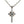Full presentation of the sterling silver cross necklace, highlighting the dotted arms, gold sunburst, and thick cable chain.