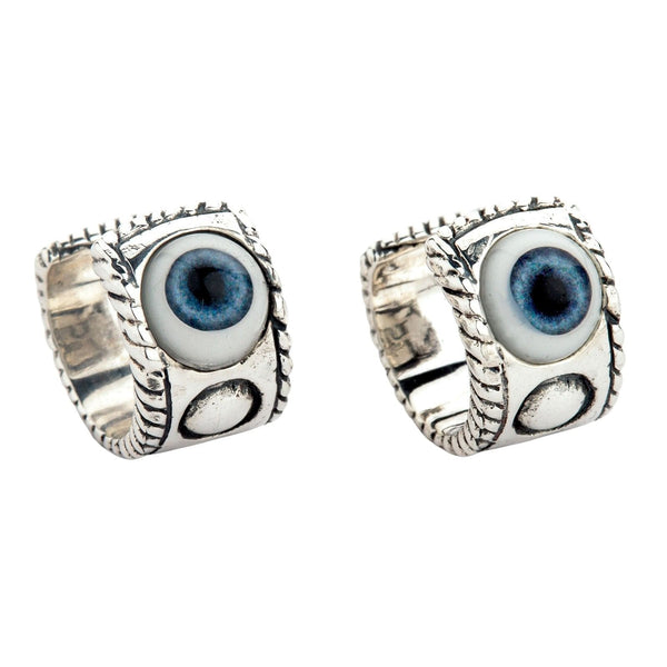 Sterling Silver Evil Eye Eyeball Hoop Earrings
