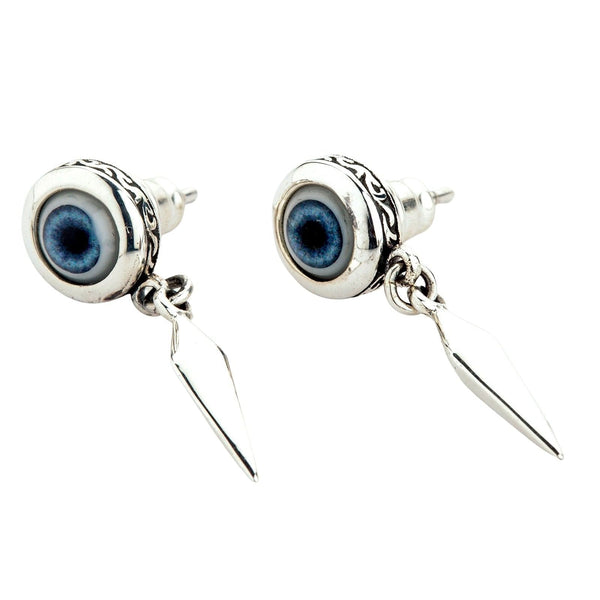 Sterling Silver Evil Eye Fang Stud Earrings