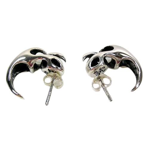 Fang Claw Sterling Silver Mens Stud Earrings