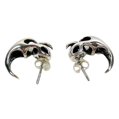 Fang Claw Sterling Silver Mens Stud Earrings - Main Image