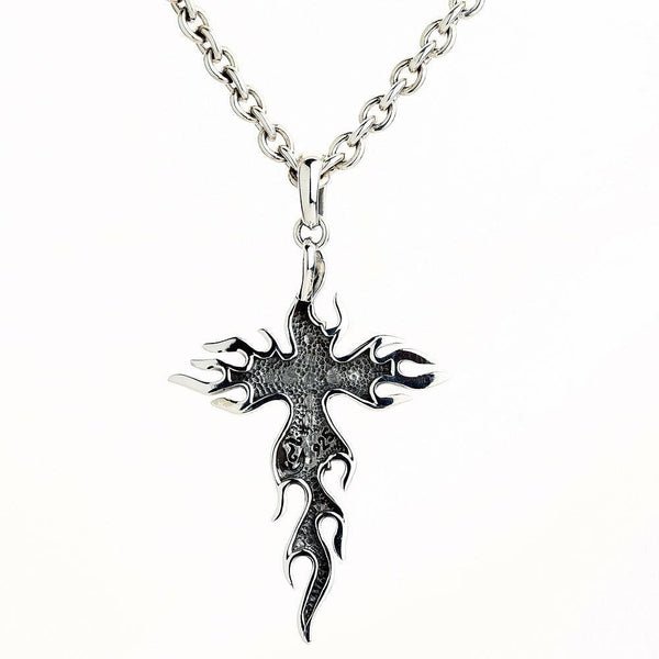 925 Sterling Silver Flame Cross Pendant
