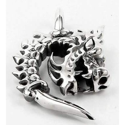 925 Sterling Silver Flame Dragon Pendant