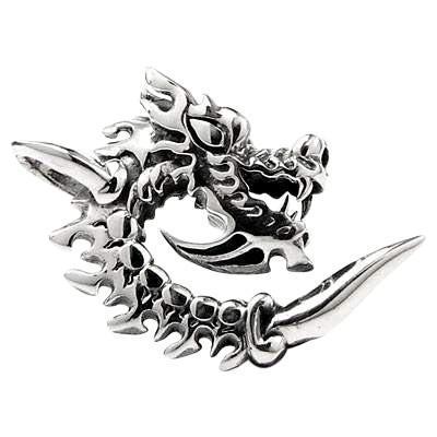 925 Sterling Silver Flame Dragon Pendant