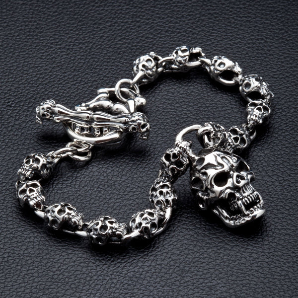 Flame Skull Silver Bracelet