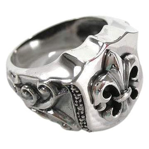 Fleur De Lis Sterling Silver Biker Ring