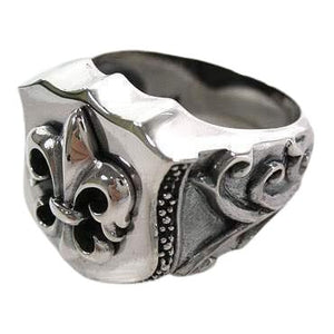 Fleur De Lis Sterling Silver Biker Ring