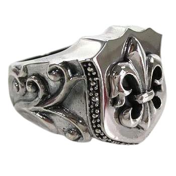 Fleur De Lis Sterling Silver Biker Ring