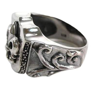 Fleur De Lis Sterling Silver Biker Ring
