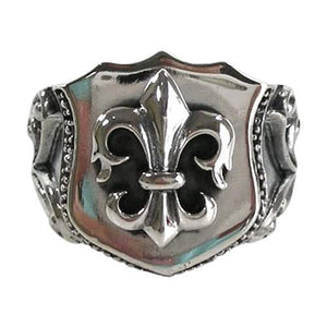 Fleur De Lis Sterling Silver Biker Ring