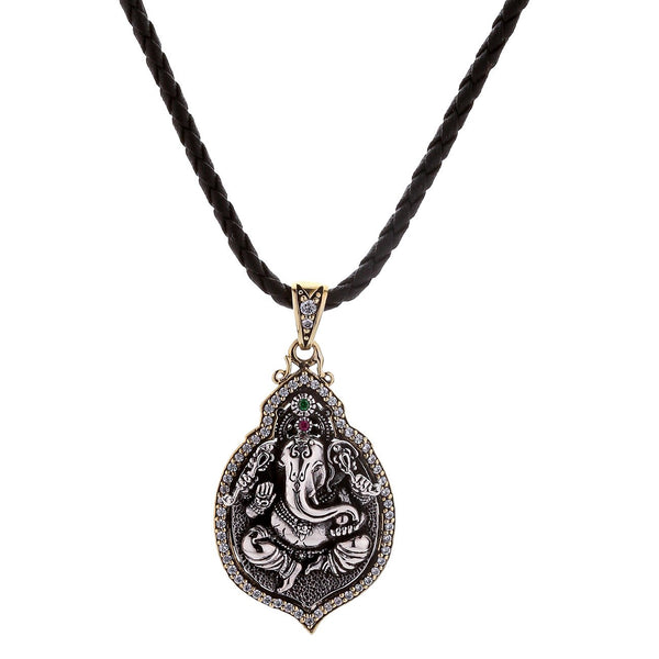 Ожерелье с подвеской Ганеш из стерлингового серебра