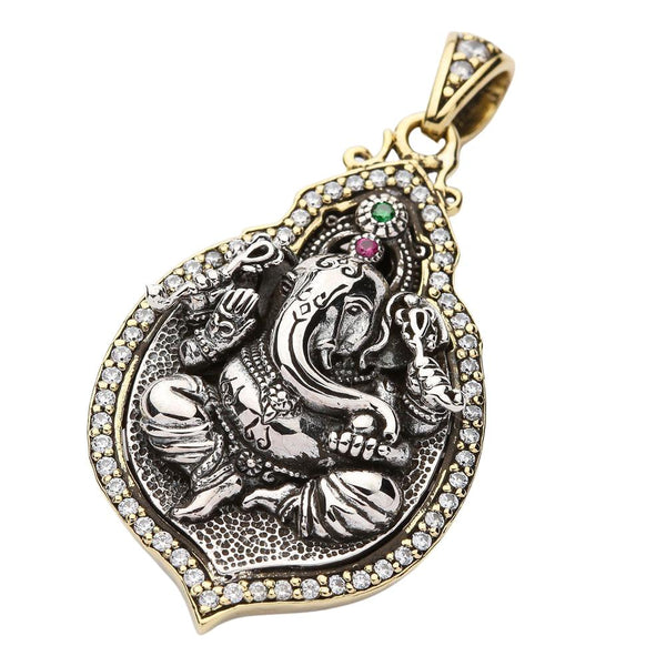 Collar con colgante de Ganesh de plata esterlina