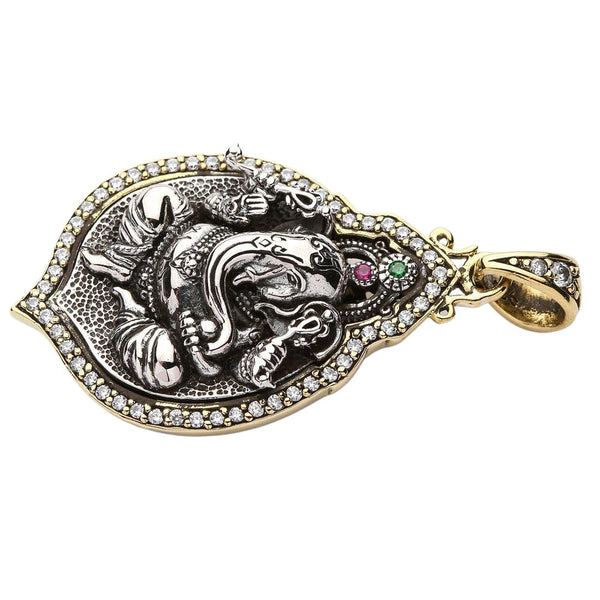 Collana con ciondolo Ganesh in argento sterling