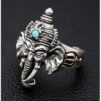 Серебряные кольца Ганеша с бирюзой