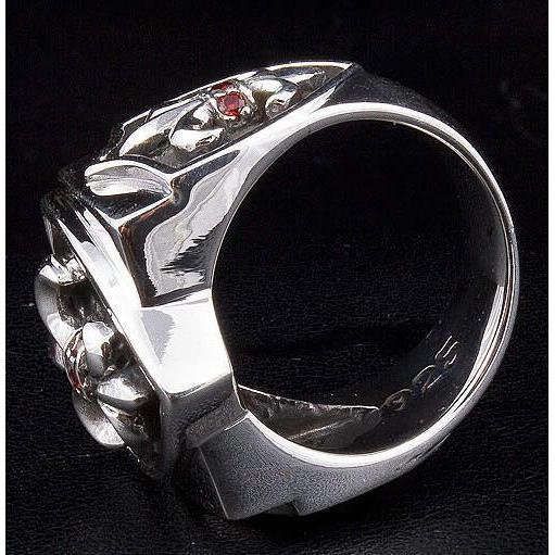 Sterling Silber Gothic Granat Fleur De Lis Ring