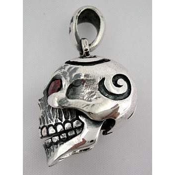 925 Sterling Silver Garnet Skull Pendants