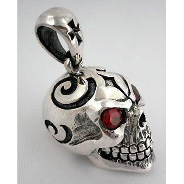 925 Sterling Silver Garnet Skull Pendants