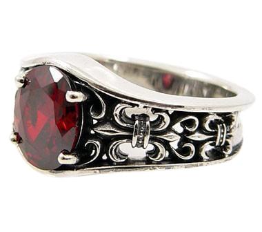 Garnet Sterling Silver Band Ring