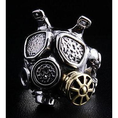 Silver US Military Gas Mask Mens Ring