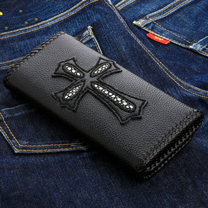 Black Stingray Gothic Cross Biker Wallet