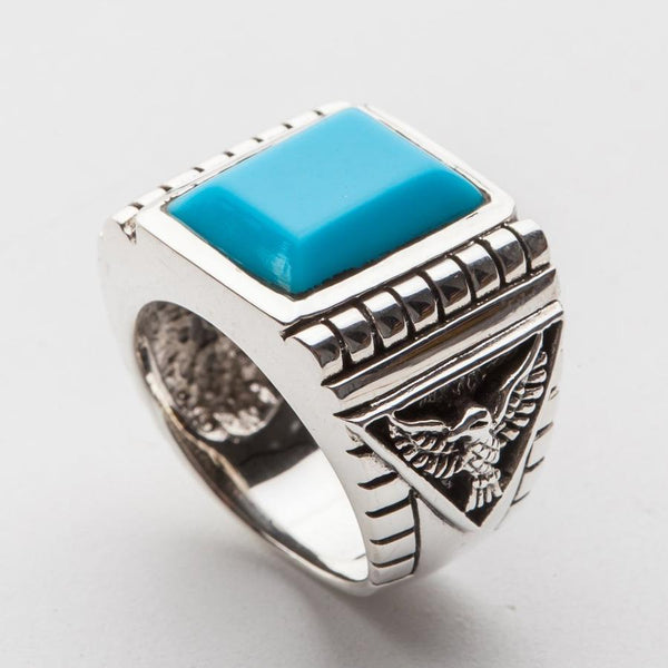 Genuine Turquoise Eagle Mens Ring
