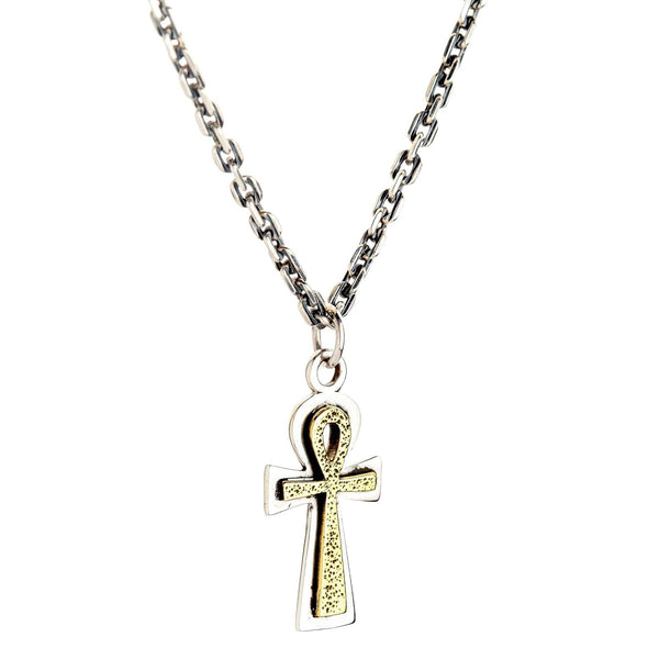 Yellow Gold Sterling Silver Ankh Pendant