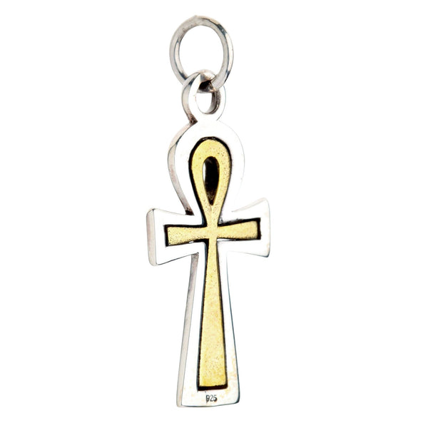 Yellow Gold Sterling Silver Ankh Pendant