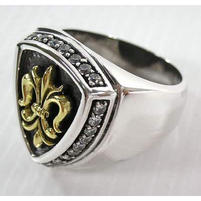 Gold Fleur De Lis Sterling Silver Men's Rings