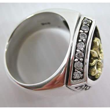 Gold Fleur De Lis Sterling Silver Men's Rings
