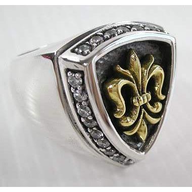 Anéis masculinos em prata esterlina dourada flor de lis